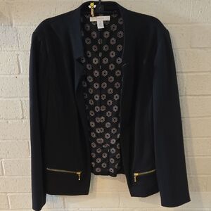 Chico's Black Blazer with Gold Zipper Accents